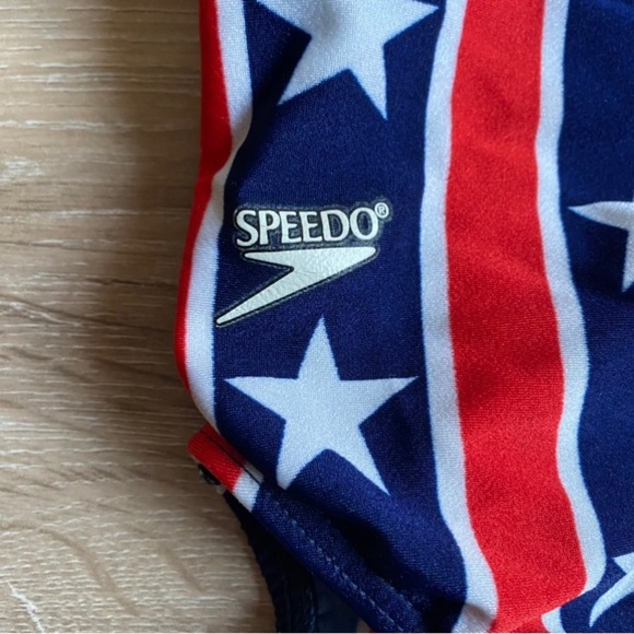 Vintage Speedo swim suit made in USA American Flag print size 36/12 - Picture 3 of 4